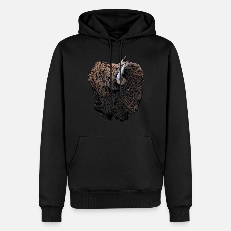 Amerikanischer Bison - Männer Premium Bio Hoodie - Schwarz