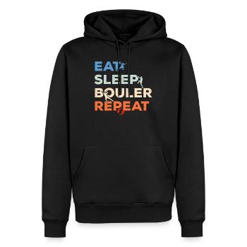 Manger Dormir Rocher Répéter Bloc Escalade de montagne - Sweat à capuche Premium bio Homme - noir - Devant - Nico (187cm)