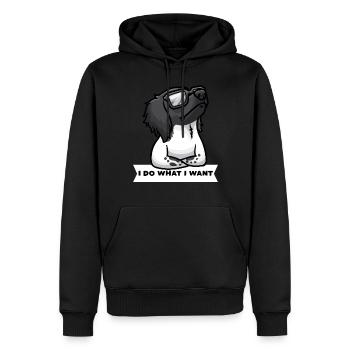 Gros chien de Münsterland têtu - Sweat à capuche Premium bio Homme - noir - Devant - Nico (187cm)