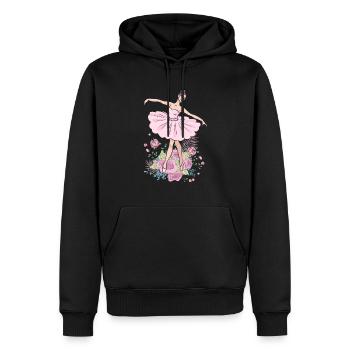 Ballerina Junge Dame Blumen Rosen Tanz - Männer Premium Bio Hoodie - Schwarz - Vorne - Nico (187cm)