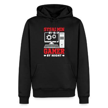 Administrateur système Gamer Sysadmin Cadeau - Sweat à capuche Premium bio Homme - noir - Devant - Nico (187cm)