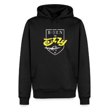 Né pour voler - Sweat à capuche Premium bio Homme - noir - Devant - Nico (187cm)