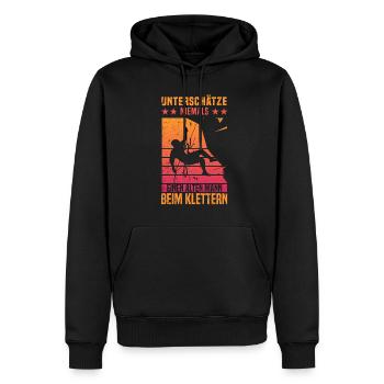 Berg Klettern Bergsteigen Alten Mann beim Klettern - Männer Premium Bio Hoodie - Schwarz - Vorne - Nico (187cm)