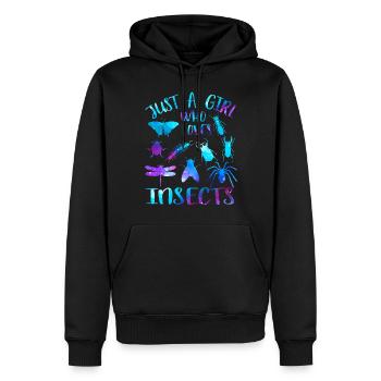 Juste une fille qui aime les insectes - Sweat à capuche Premium bio Homme - noir - Devant - Nico (187cm)