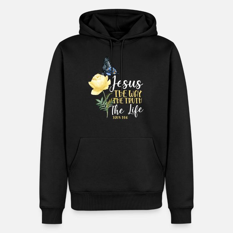 Citation de verset biblique chrétien - Sweat à capuche Premium bio Homme - noir