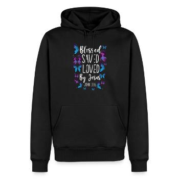 Christian Bible Verse Quote - Männer Premium Bio Hoodie - Schwarz - Vorne - Nico (187cm)