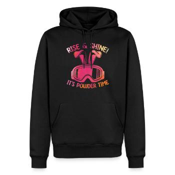 Skieurs SkiIng Rise & Shine C’est l’heure de la poudreuse - Sweat à capuche Premium bio Homme - noir - Devant - Nico (187cm)