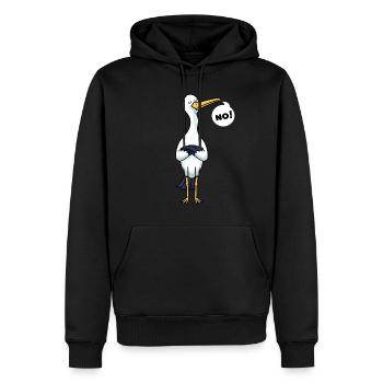 Cigogne têtue Oiseaux cigognes blanches - Sweat à capuche Premium bio Homme - noir - Devant - Nico (187cm)