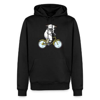 Walliser Schwarznasenschaf Auf Fahrrad Schaf Tier - Männer Premium Bio Hoodie - Schwarz - Vorne - Nico (187cm)