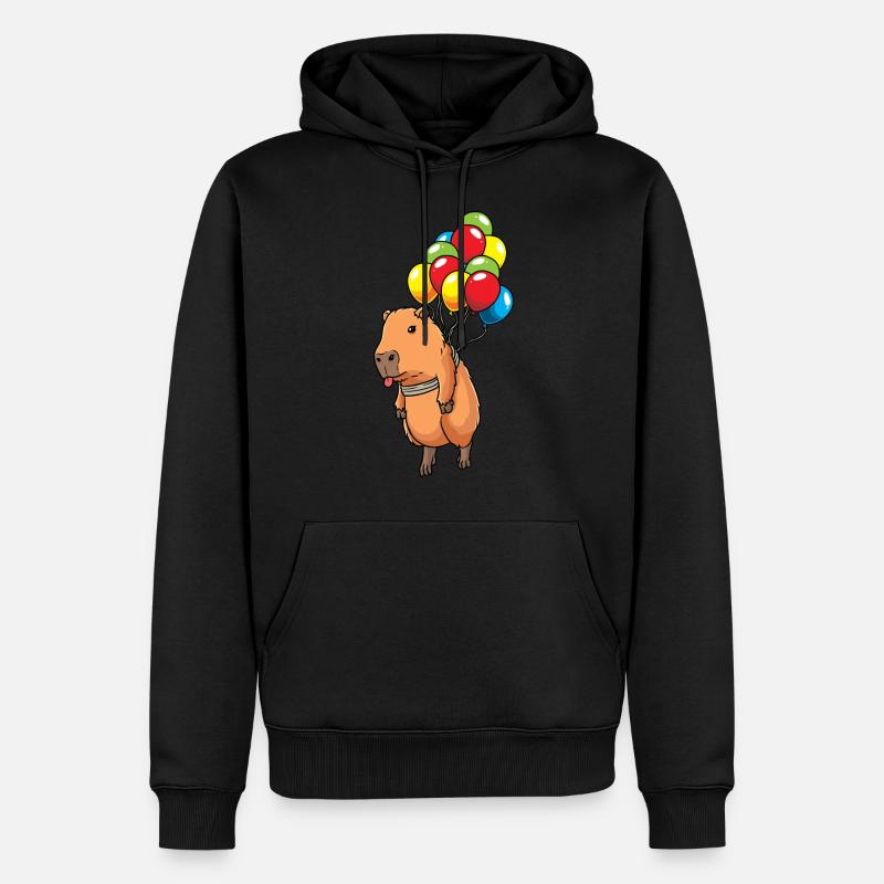 Capybara Capybara med ballonger Capybara - Premium økologisk hettegenser for menn - svart