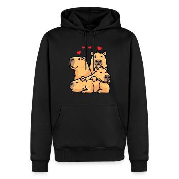 Capybara im Kawaii Stil Wasserschwein Mit Herzen - Männer Premium Bio Hoodie - Schwarz - Vorne - Nico (187cm)