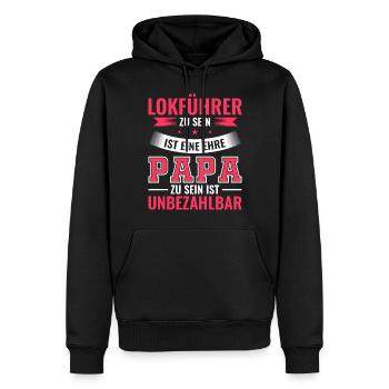 Lokführer Papa - Männer Premium Bio Hoodie - Schwarz - Vorne - Nico (187cm)