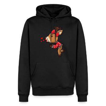 Rennes Noël Couple Noël Temps de Noël - Sweat à capuche Premium bio Homme - noir - Devant - Nico (187cm)