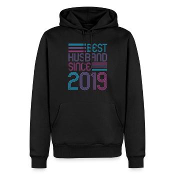 Meilleur mari depuis 2019 2ème anniversaire de mariage - Sweat à capuche Premium bio Homme - noir - Devant - Nico (187cm)