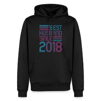Bester Ehemann seit 2018 3. Hochzeitstag - Männer Premium Bio Hoodie - Schwarz - Vorne - Nico (187cm)