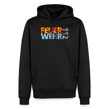 Feuerwehr 112 Feuerwehrmann Feuerwehrfrau - Männer Premium Bio Hoodie - Schwarz - Vorne - Nico (187cm)