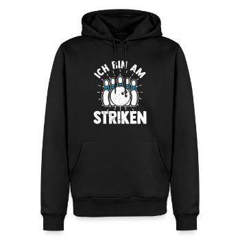 Ich Bin Am Striken Kegeln Und Bowling Fan Spiele - Männer Premium Bio Hoodie - Schwarz - Vorne - Nico (187cm)