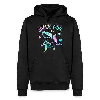 Hai-Mädchen - Männer Premium Bio Hoodie - Schwarz - Vorne - Nico (187cm)