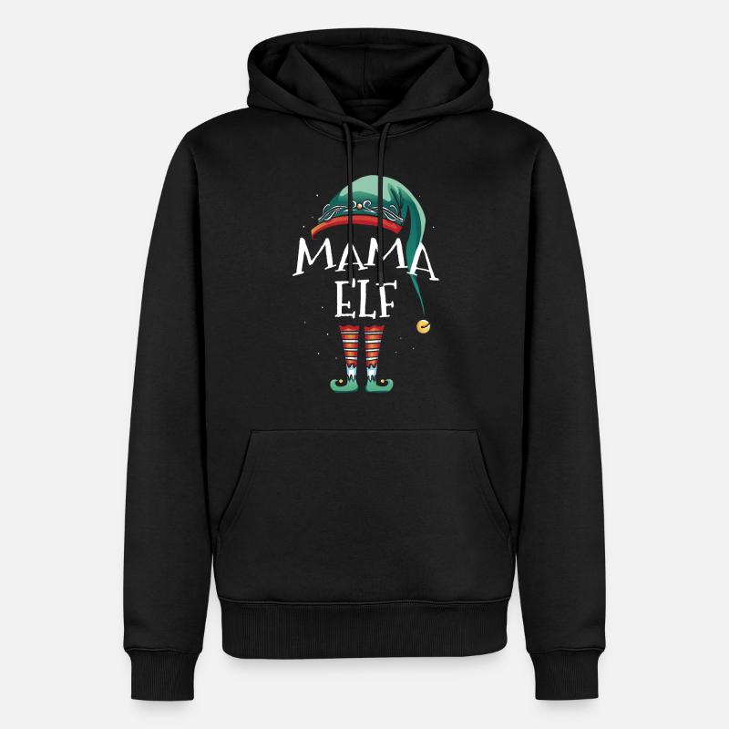 Mama Elf - Männer Premium Bio Hoodie - Schwarz