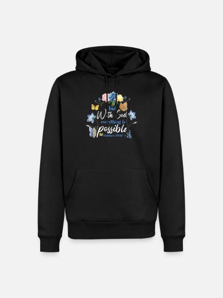 Christian Bible Verse Butterfly - Men’s Premium Organic Hoodie - black