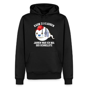 18 Jahre vor 18 Jahren schnellste 18. Geburtstag - Männer Premium Bio Hoodie - Schwarz - Vorne - Nico (187cm)