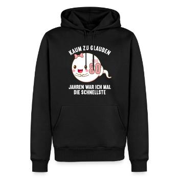 80 Jahre vor 80 Jahren schnellste 80. Geburtstag - Männer Premium Bio Hoodie - Schwarz - Vorne - Nico (187cm)