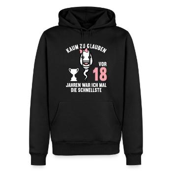 18 Jahre vor 18 Jahren schnellste 18. Geburtstag - Männer Premium Bio Hoodie - Schwarz - Vorne - Nico (187cm)