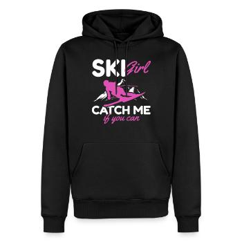 Skifahrer Ski Girl Catch me if you can Skiing Girl - Männer Premium Bio Hoodie - Schwarz - Vorne - Nico (187cm)