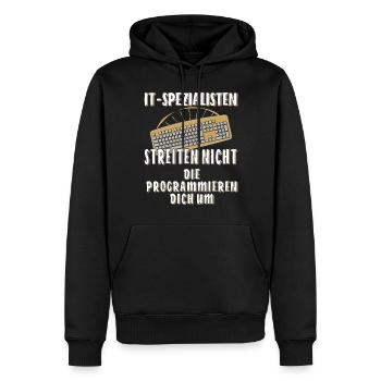 IT-SPEZIALISTEN TREITEN NICHT - Männer Premium Bio Hoodie - Schwarz - Vorne - Nico (187cm)