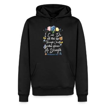 Christian Bible Verse Butterfly - Männer Premium Bio Hoodie - Schwarz - Vorne - Nico (187cm)
