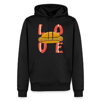 AMOUR BRATWURST - Sweat à capuche Premium bio Homme - noir - Devant - Nico (187cm)
