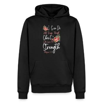 Christian Bible Verse Quote Rose - Männer Premium Bio Hoodie - Schwarz - Vorne - Nico (187cm)
