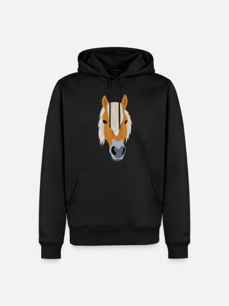 Haflinger Head Riding Pony Gift - Men’s Premium Organic Hoodie - black