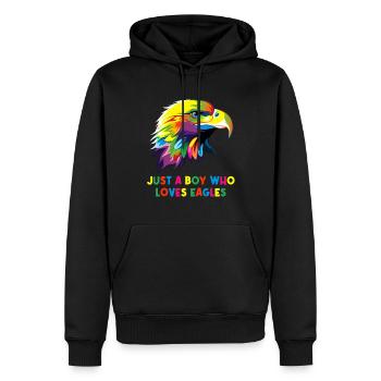just a boy who loves eagles Vogel Adler - Männer Premium Bio Hoodie - Schwarz - Vorne - Nico (187cm)
