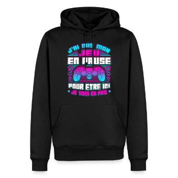 Gamer Gaming Drôle Jeux Vidéo - Sweat à capuche Premium bio Homme - noir - Devant - Nico (187cm)