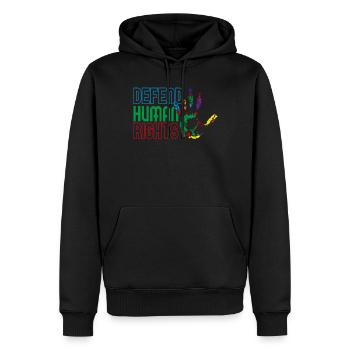 Défend les droits de l’homme - Sweat à capuche Premium bio Homme - noir - Devant - Nico (187cm)
