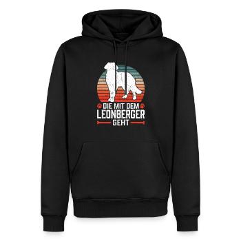 Die mit dem Leonberger geht Leonberg Hund - Männer Premium Bio Hoodie - Schwarz - Vorne - Nico (187cm)