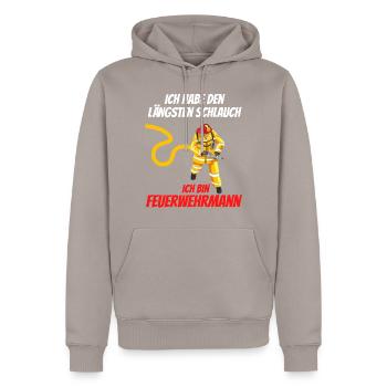 Längster Schlauch der Feuerwehr - Männer Premium Bio Hoodie - Taupe - Vorne - Nico (187cm)