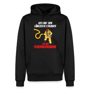 Längster Schlauch der Feuerwehr - Männer Premium Bio Hoodie - Schwarz - Vorne - Nico (187cm)