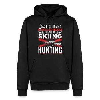Retirement Plan Skiing Hunting Skier Jäger - Men’s Premium Organic Hoodie - black - Front - Nico (187cm)