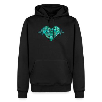 Service de secours cardiaque paramédical Heartbeat ECG Heart - Sweat à capuche Premium bio Homme - noir - Devant - Nico (187cm)