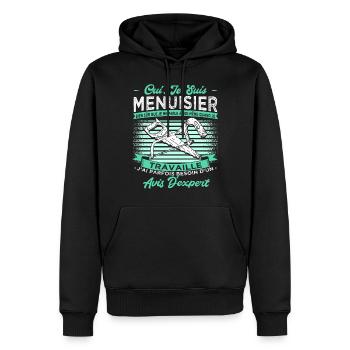 Menuisier Humour - Sweat à capuche Premium bio Homme - noir - Devant - Nico (187cm)
