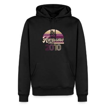 Vintage Génial DePuis 2010 Anniversaire Rétro - Sweat à capuche Premium bio Homme - noir - Devant - Nico (187cm)