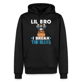 Famille des frères et sœurs Little Brother - Sweat à capuche Premium bio Homme - noir - Devant - Nico (187cm)