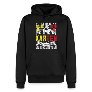 Schiri Schiedsrichter Karten Fußball Gelbe Karte - Männer Premium Bio Hoodie - Schwarz - Vorne - Nico (187cm)