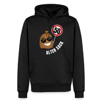 50 Jahre und ein alter Sack geworden - Männer Premium Bio Hoodie - Schwarz - Vorne - Nico (187cm)