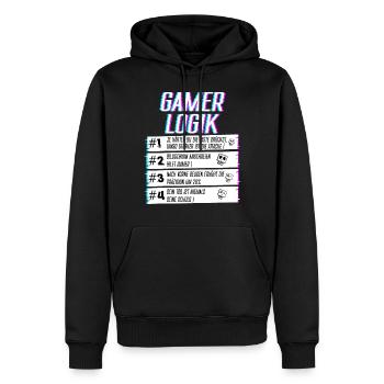 Logique de joueur lors du jeu Joueur de jeu Joueur joueur - Sweat à capuche Premium bio Homme - noir - Devant - Nico (187cm)