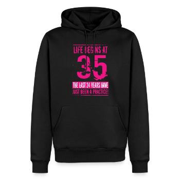 35 Anniversaire Femme - Sweat à capuche Premium bio Homme - noir - Devant - Nico (187cm)