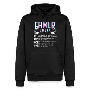 Logique de joueur lors du jeu Joueur de jeu Joueur joueur - Sweat à capuche Premium bio Homme - noir - Devant - Nico (187cm)