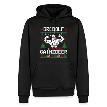 Brodolf The Red Nose Gainzdeer Ugly Sweater - Männer Premium Bio Hoodie - Schwarz - Vorne - Nico (187cm)